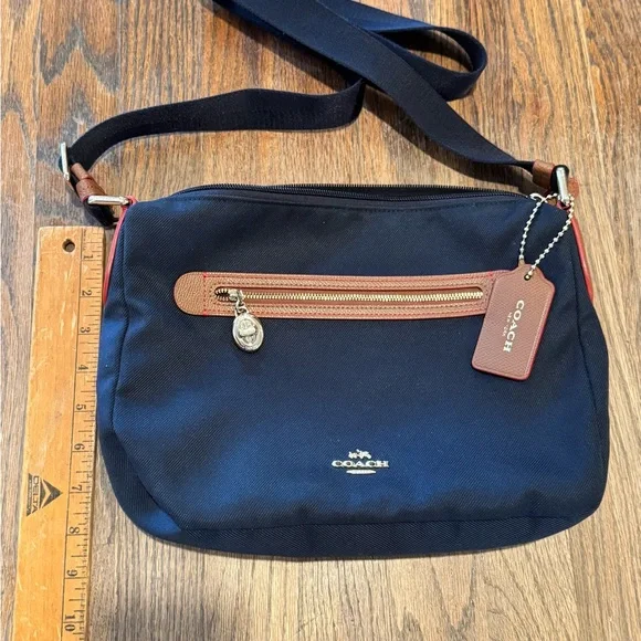 Coach Dark Blue Crossbody Bag with Tan Details - Picture 2 of 10